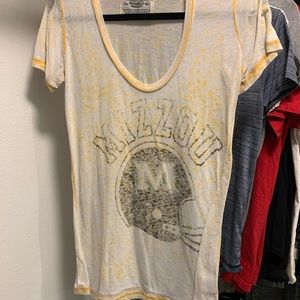 MIZZOU burn out shirt with rhinestone detail